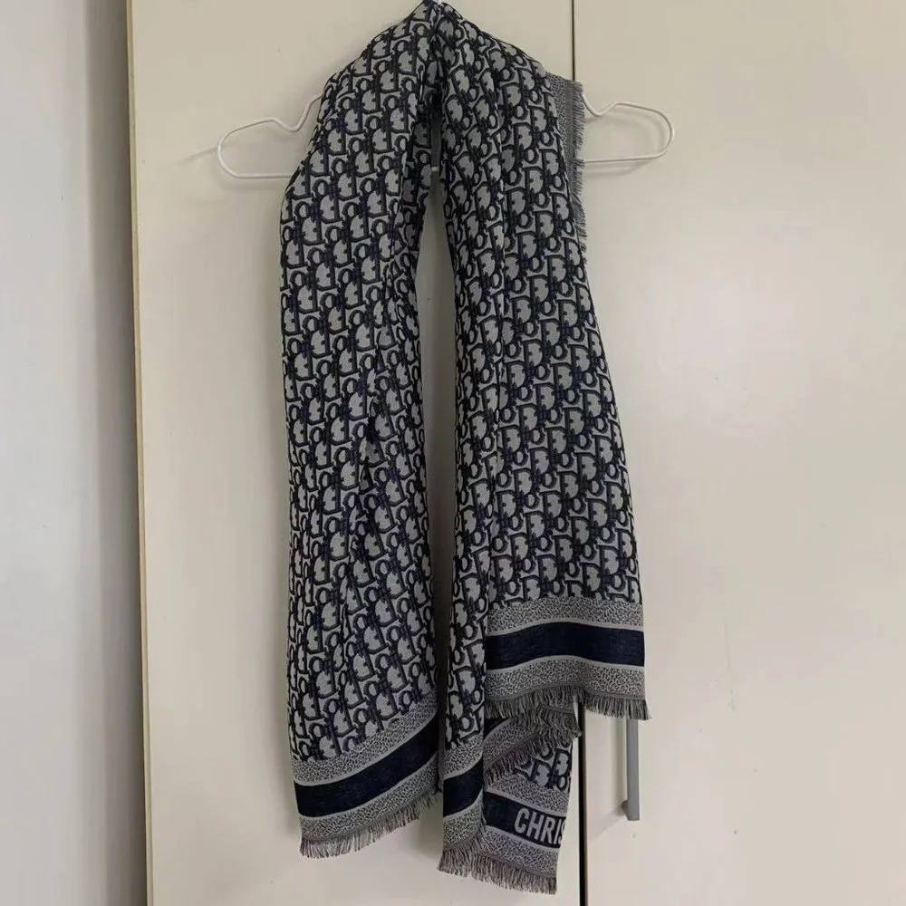 Navy blue Dior Oblique shawl